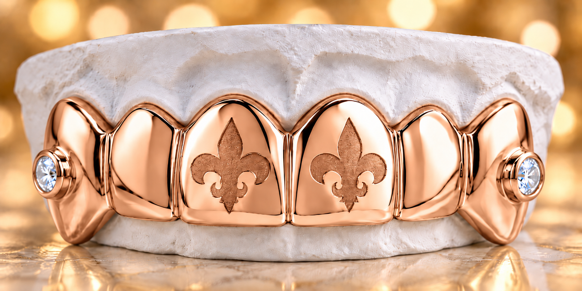 JDWR-6041A-1 - Teeth Solid With 2 Engraved Teeth & Two Solitaires