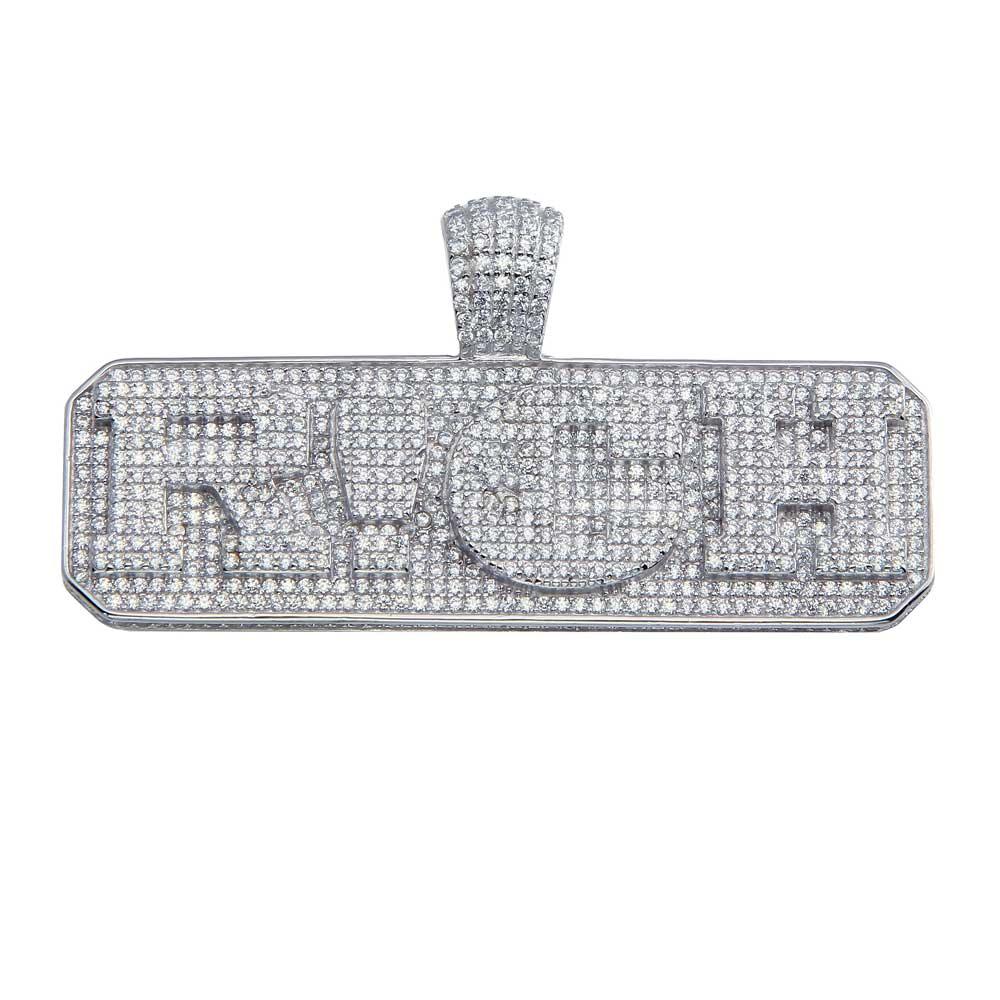 Rhodium Plated 925 Sterling Silver Rich Pendant