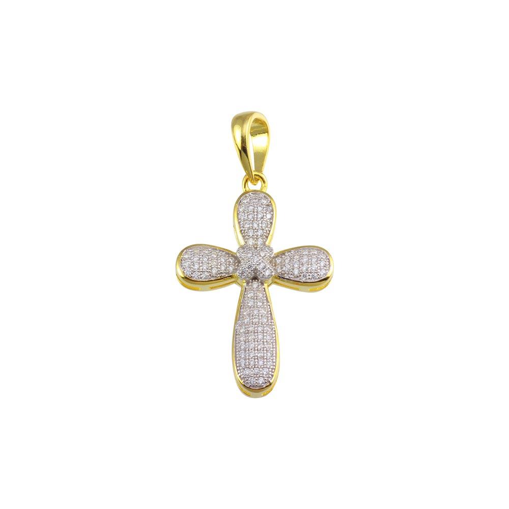 Gold Plated 925 Sterling Silver CZ Cross Pendant