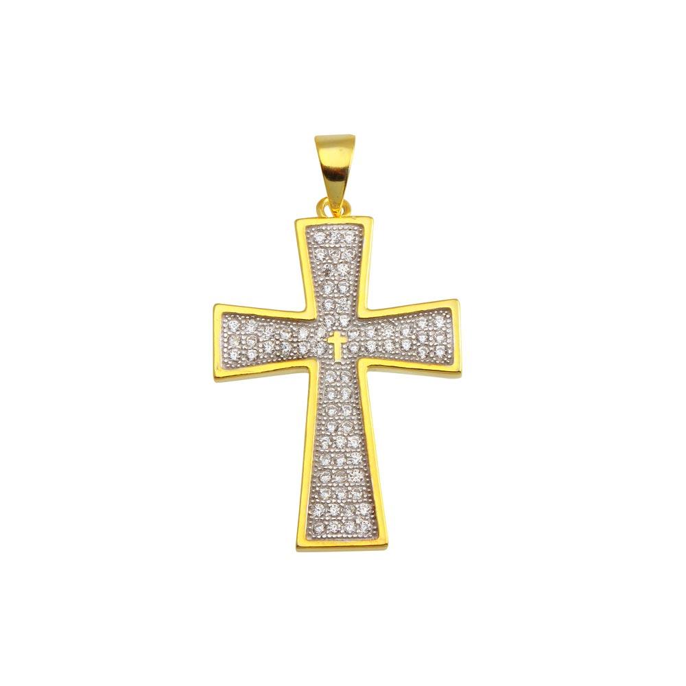 Gold Plated 925 Sterling Silver CZ Cross Pendant