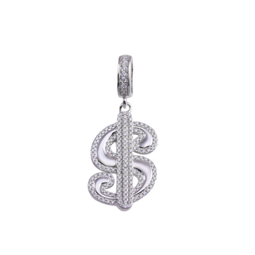 Gold Plated 925 Sterling Silver CZ Small Dollar Sign Pendant