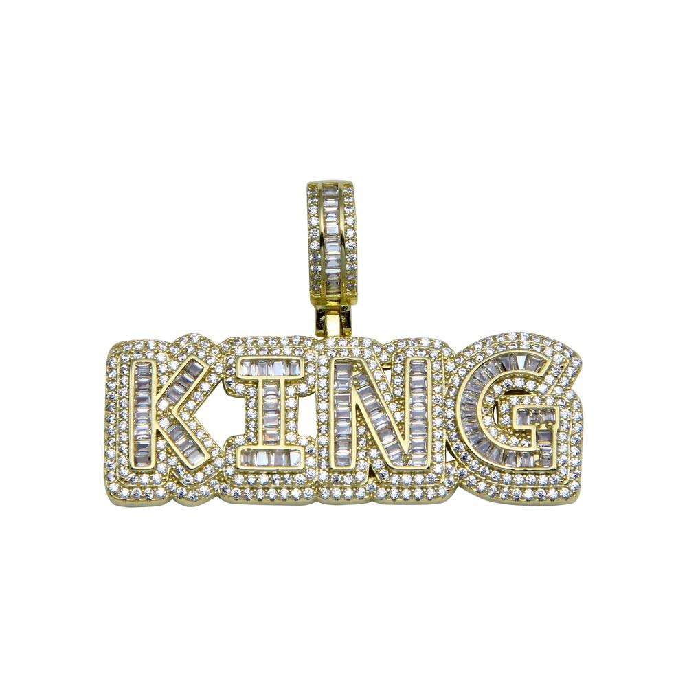 Gold Plated 925 Sterling Silver CZ King Pendant