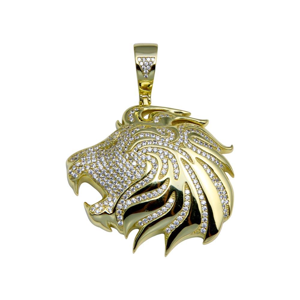 Gold Plated 925 Sterling Silver CZ Lion Pendant