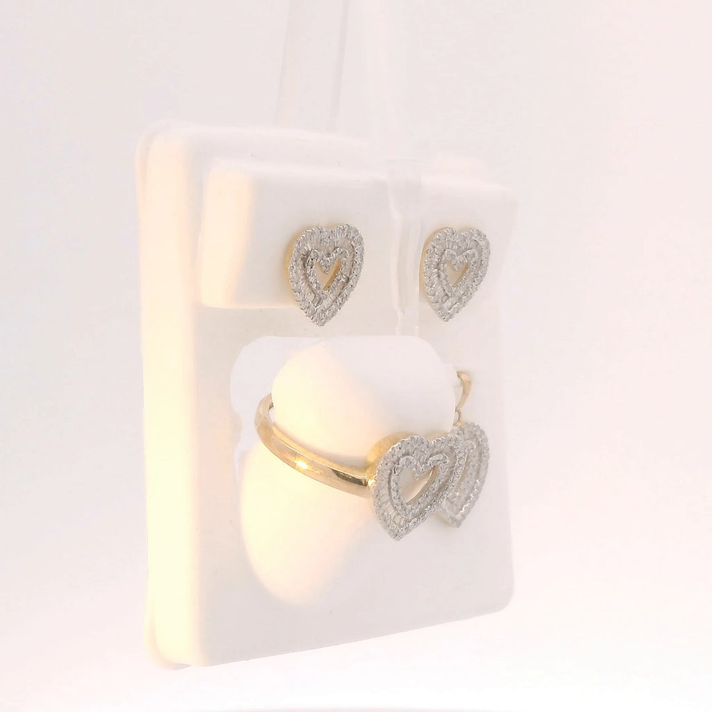 Valentines Day Special 3 Piece Diamond Pendant, Ring And Earring Set
