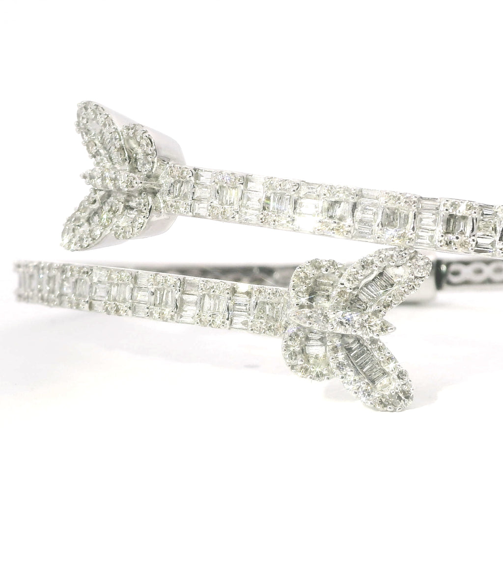 10K White Gold Diamond Butterfly Bangle