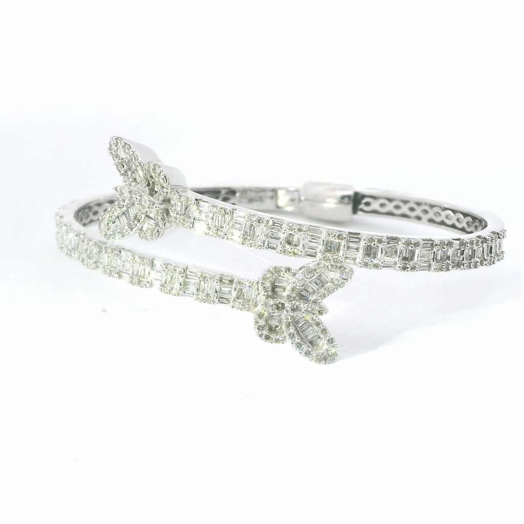 10K White Gold Diamond Butterfly Bangle
