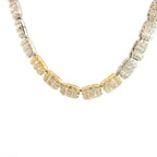 10K Two Tone Baguette And Round Diamond Chain