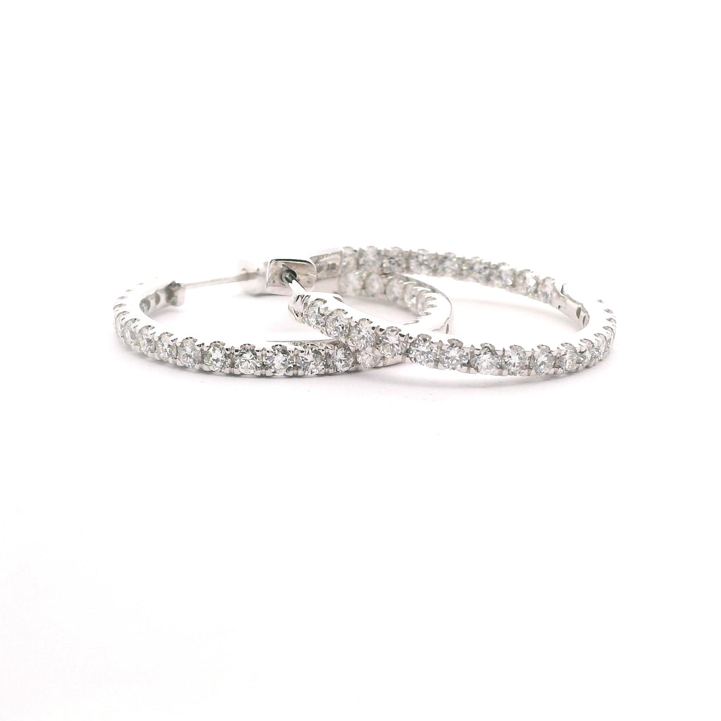 14K Inside/Outside Lab Diamond Hoop Earrings 2cttw