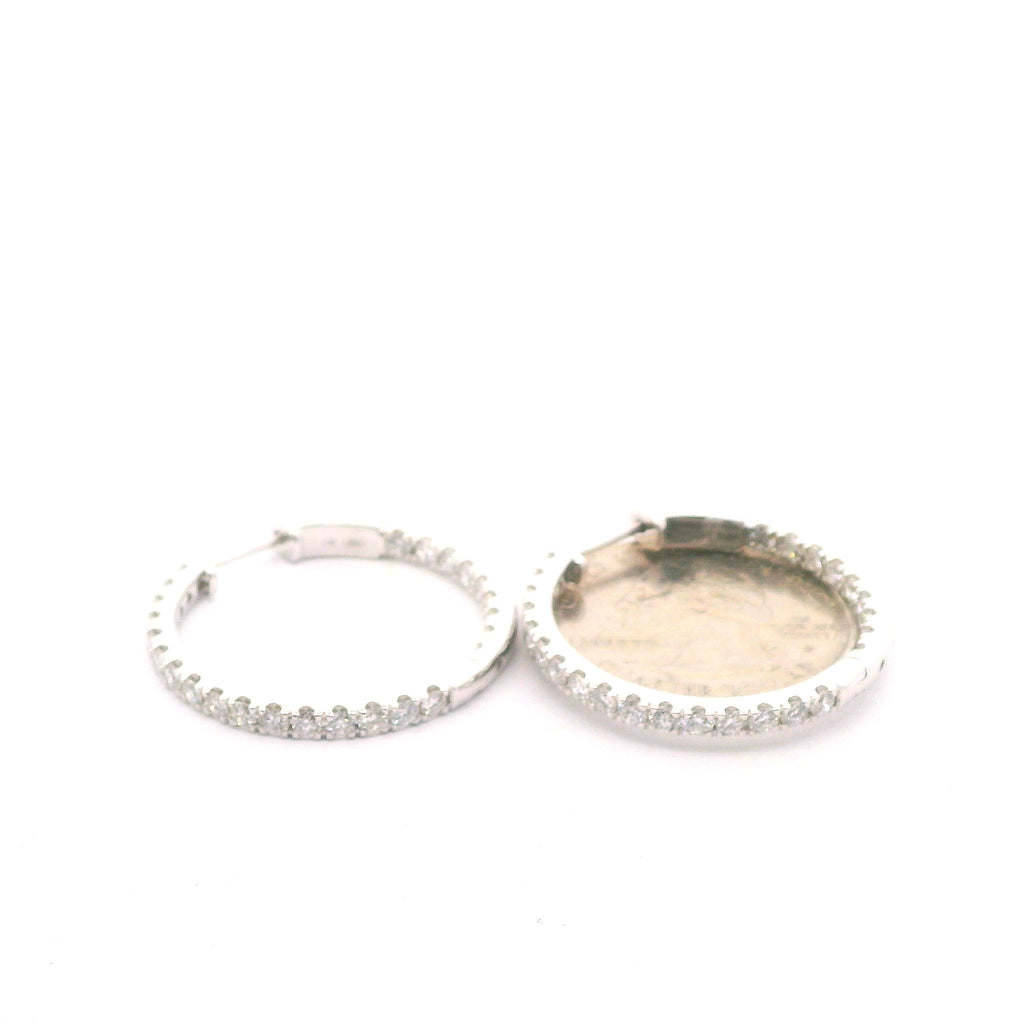 14K Inside/Outside Lab Diamond Hoop Earrings 2cttw