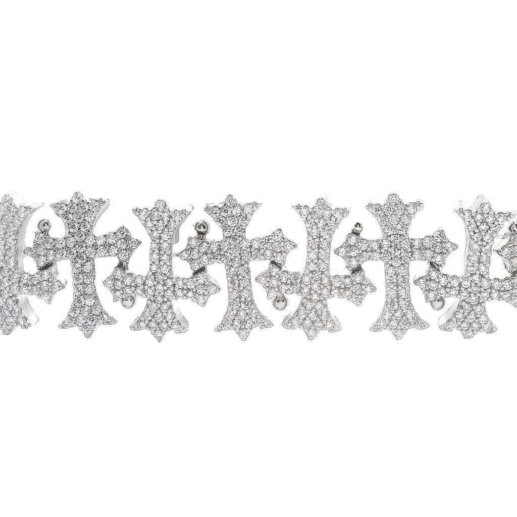 Silver CZ Cross Bracelet
