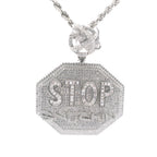 Silver and CZ Stop Snitching Pendant