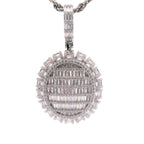 Silver Round and Baguette CZ Pendant