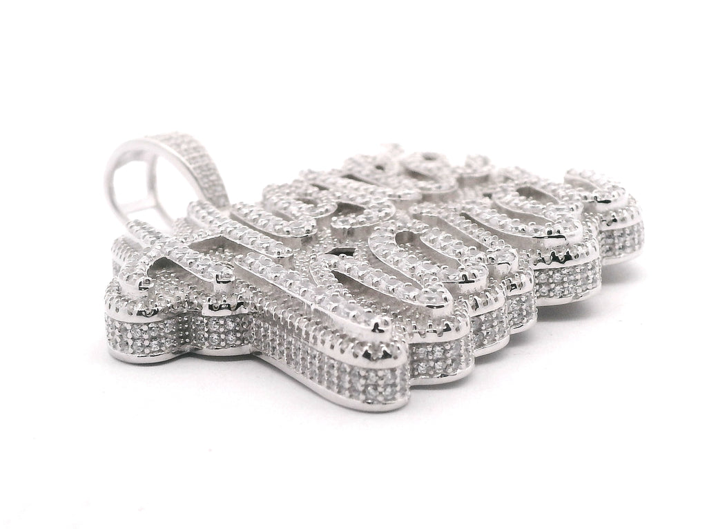 Silver & CZ Hustle Hard Pendant