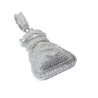 Silver and Moissanite Money Bag Pendant