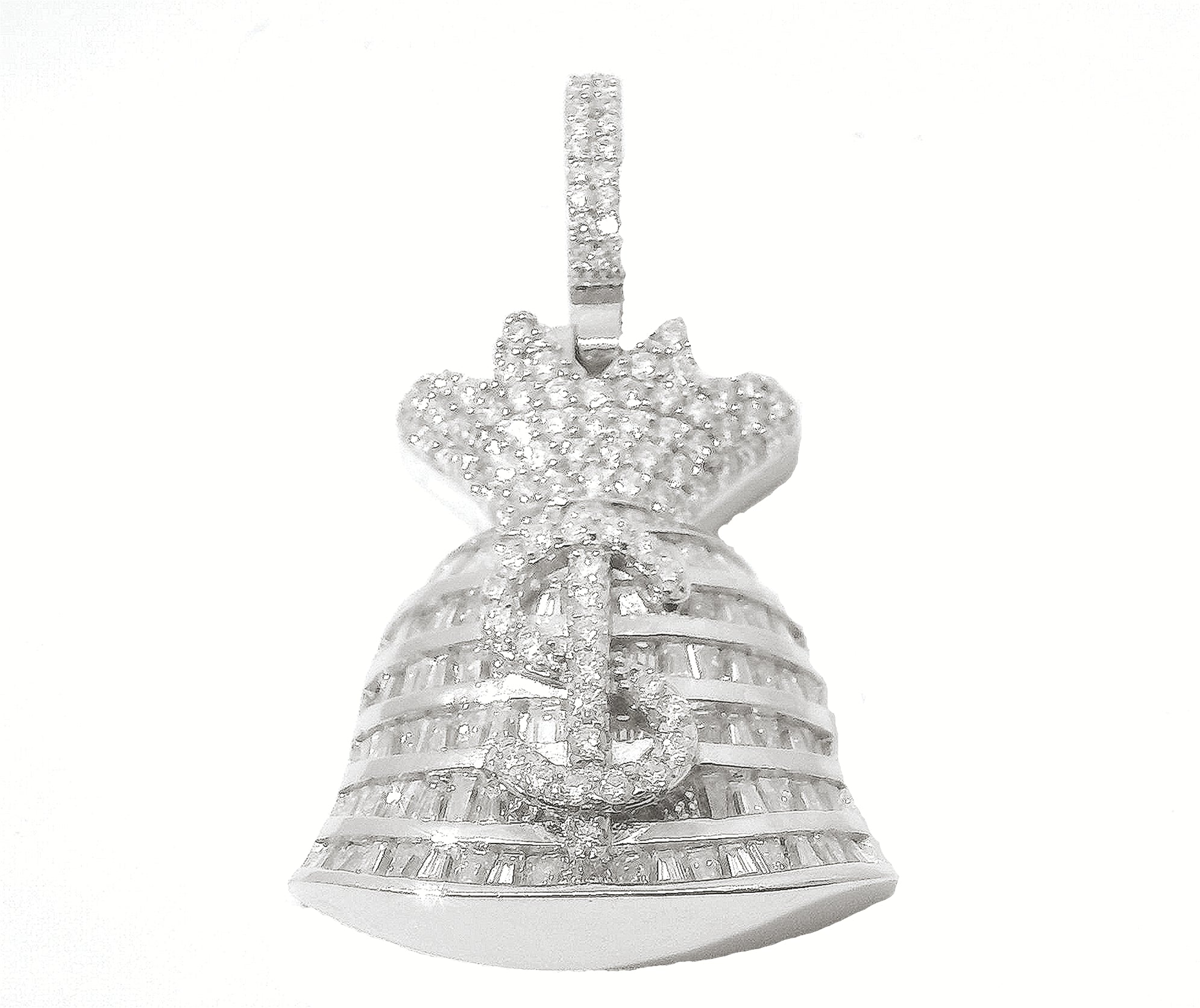Silver and Moissanite Money Bag Pendant