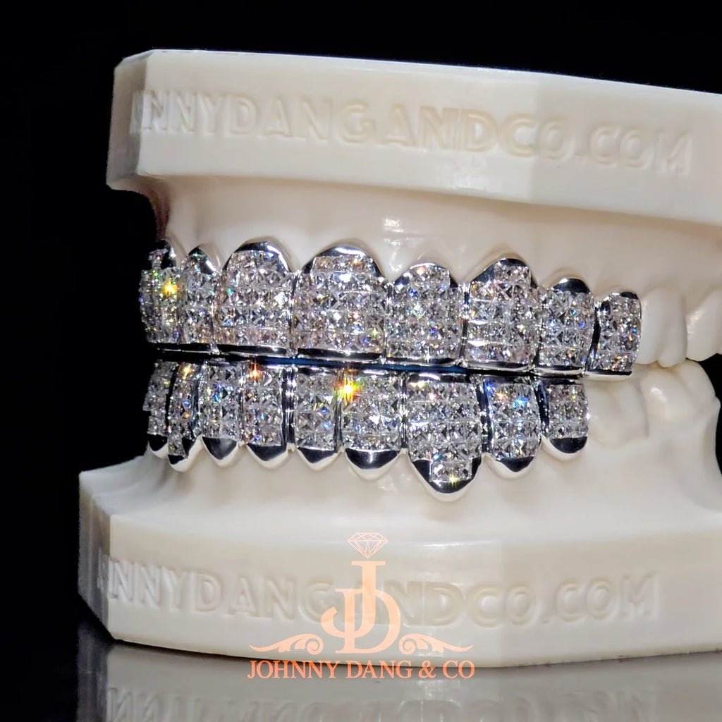 JDWR-2026-11 Flawless "French Cut" Invisible Set Grillz White Gold (Pullout)