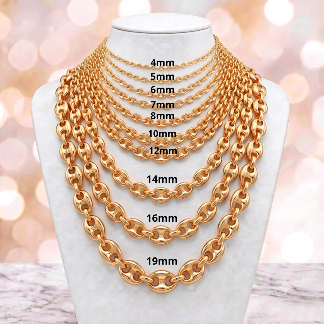 14KT Gold Hollow Puff Gucci Chain