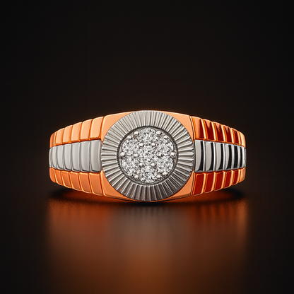 14K Two Tone 1 Cttw. Diamond Mens Ring