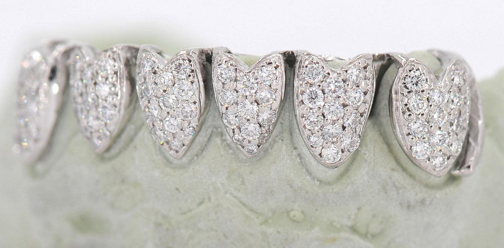 JDTK-2042 - 6 TOP OR 6 BOTTOM SI Hand prong Heart Diamond Grillz - Johnny Dang & Co