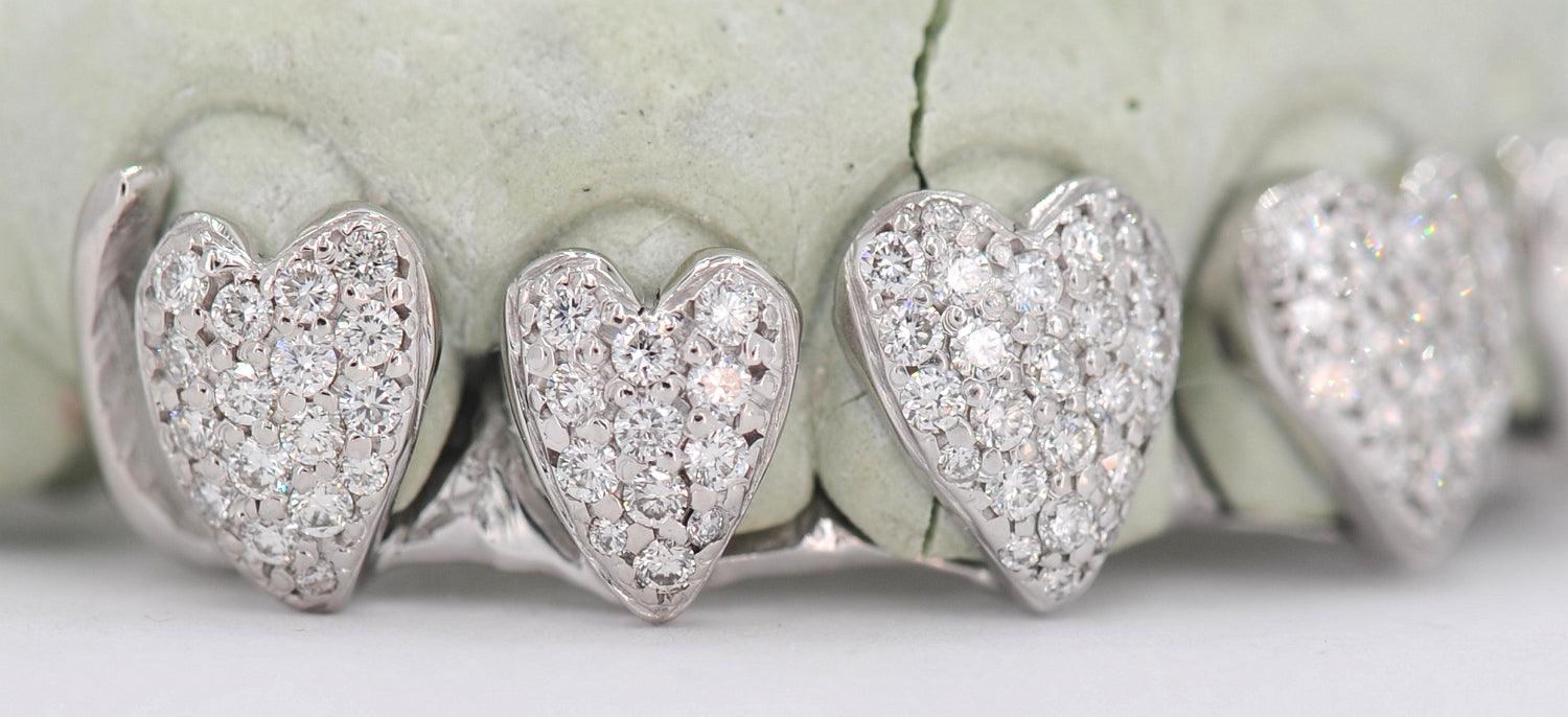 JDTK-2042 - 6 TOP OR 6 BOTTOM SI Hand prong Heart Diamond Grillz - Johnny Dang & Co
