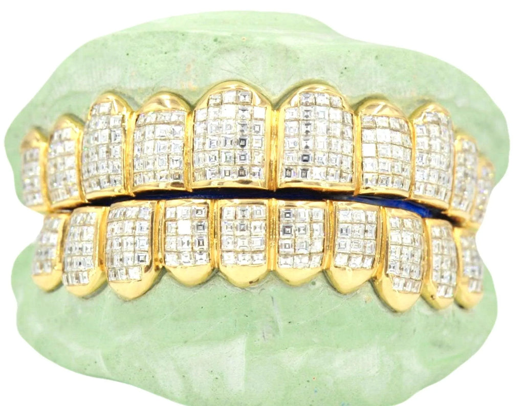 NEW Deluxe Carre Cut Invisible Grillz 10 Teeth - FLAWLESS Diamonds - Johnny Dang & Co