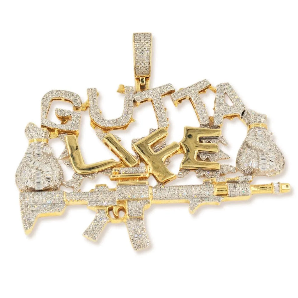 10k Yellow Gold Gutta Lyfe Pendant - Large - Johnny Dang & Co