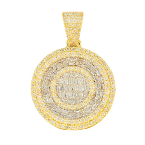 10k Yellow Gold 1.95CTW Round and Baguette Diamond Medallion - Johnny Dang & Co
