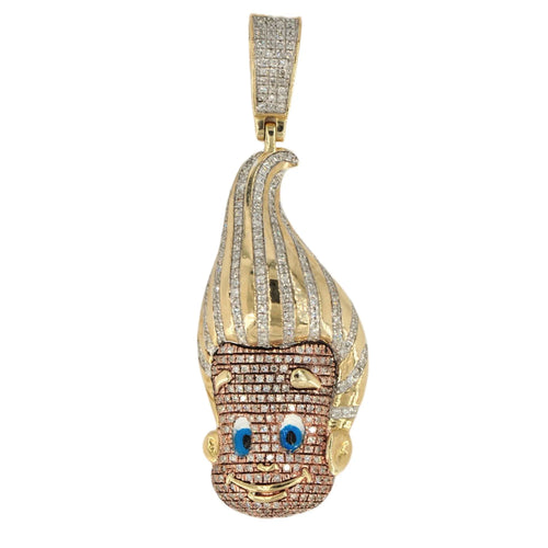 10k Yellow Gold 0.75cttw Diamond ‘Cartoon Boy’ Pendant Flash - Johnny Dang & Co