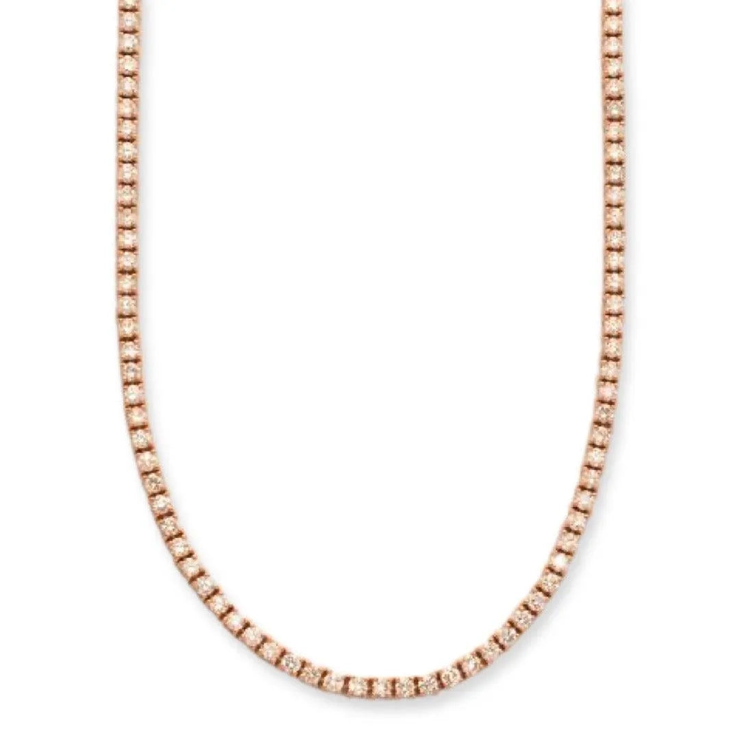 14KR 4.92CTW DIAMOND ROUND SETTING 4-PRONG TENNIS CHAIN - Johnny Dang & Co