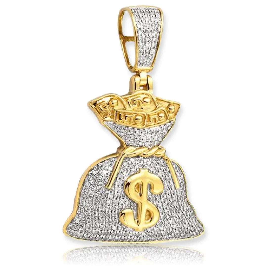 10KY 0.55CTW MICROPAVE DIAMOND MONEY BAG PENDANT - Johnny Dang & Co