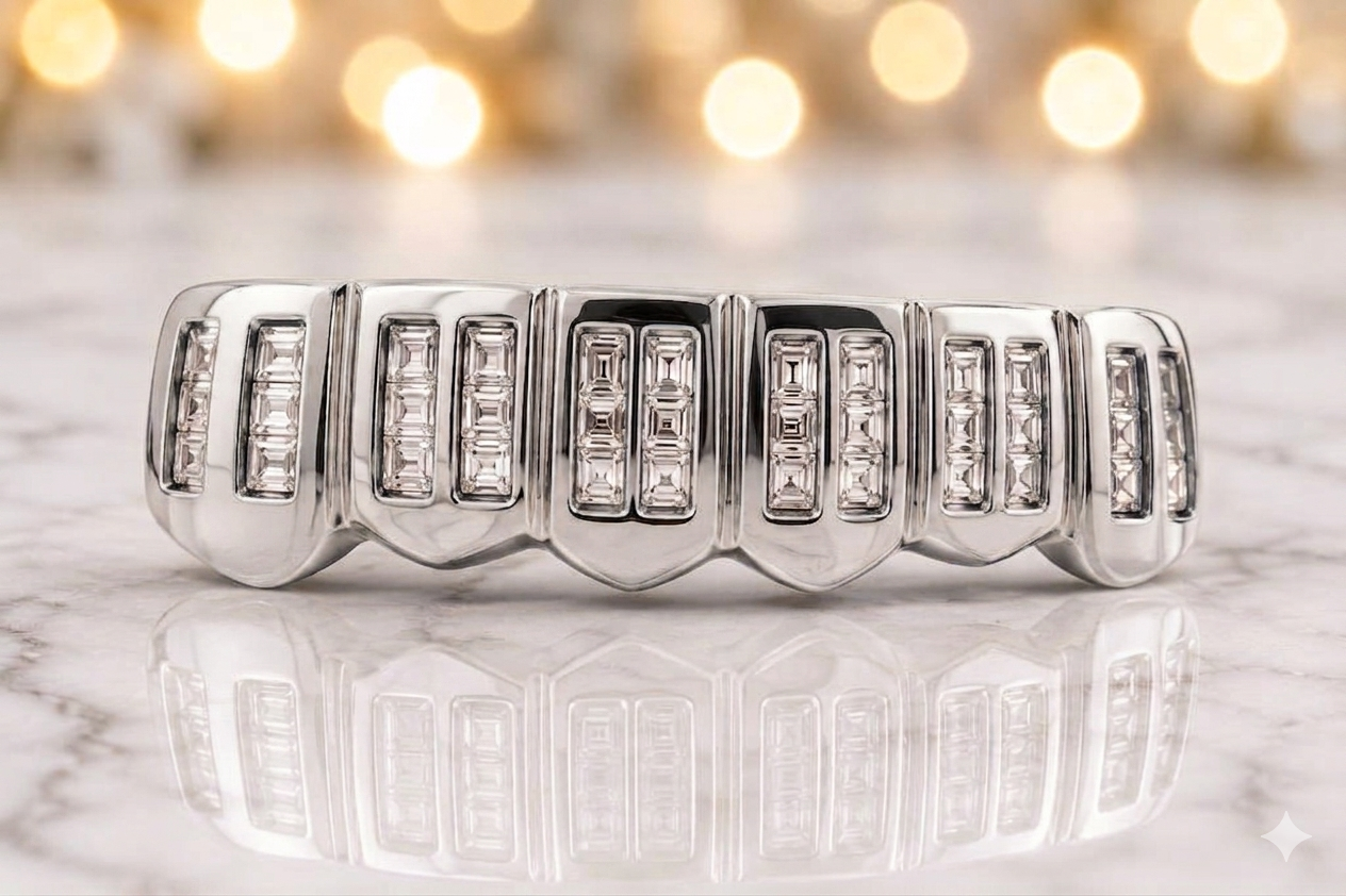 JDWR-C117C-2 Row HAND Channel Set Diamond Grillz