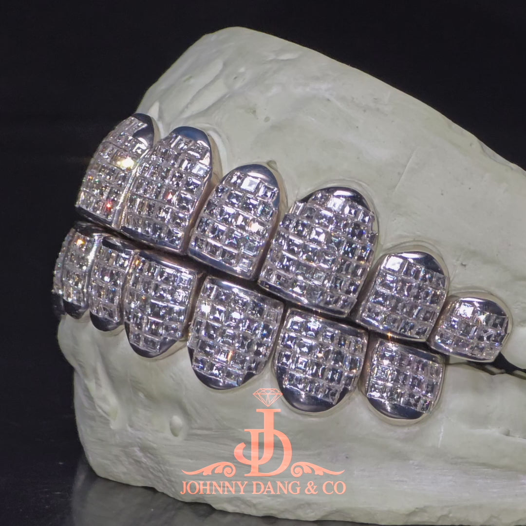 JDWR-2026-8 Flawless "Carre Cut" Invisible Set Grillz White Gold (Perm)