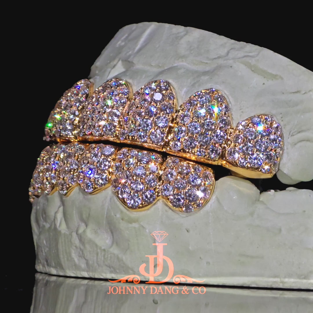 JDWR-2026-24 Flawless BBHoneycomb Set Grillz Yellow Gold (Pull Out)