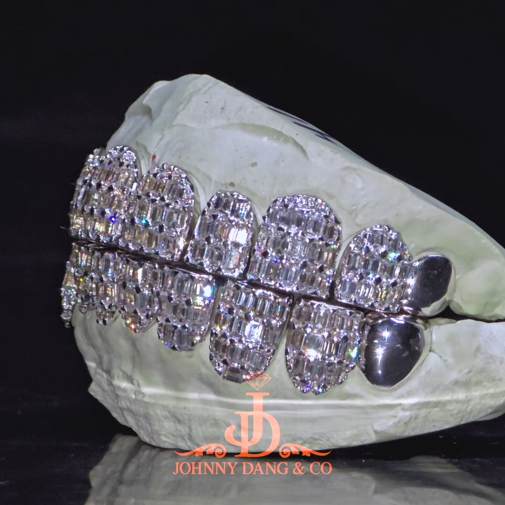 JDWR-2026-26 Flawless Emerald Prong Set Grillz White Gold (Perms)