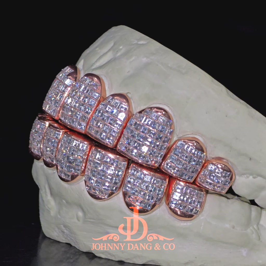 JDWR-2026-7 Flawless "Carre Cut" Invisible Set Grillz Rose Gold (Perm)