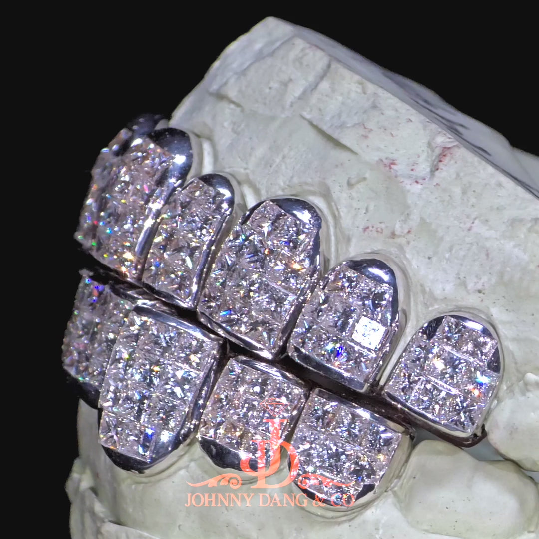 JDWR-2026-17 Flawless "King Princess Cut" Invisible Set Grillz White Gold (Perm)