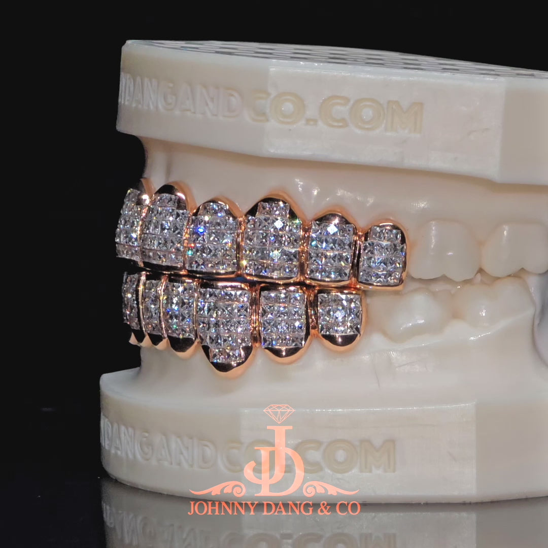 JDWR-2026-10 Flawless "French Cut" Invisible Set Grillz Rose Gold (Pullout)