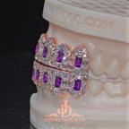 JDWR-2026-31 Flawless Royal Emerald Prong Set Grillz Rose Gold (Pullouts)