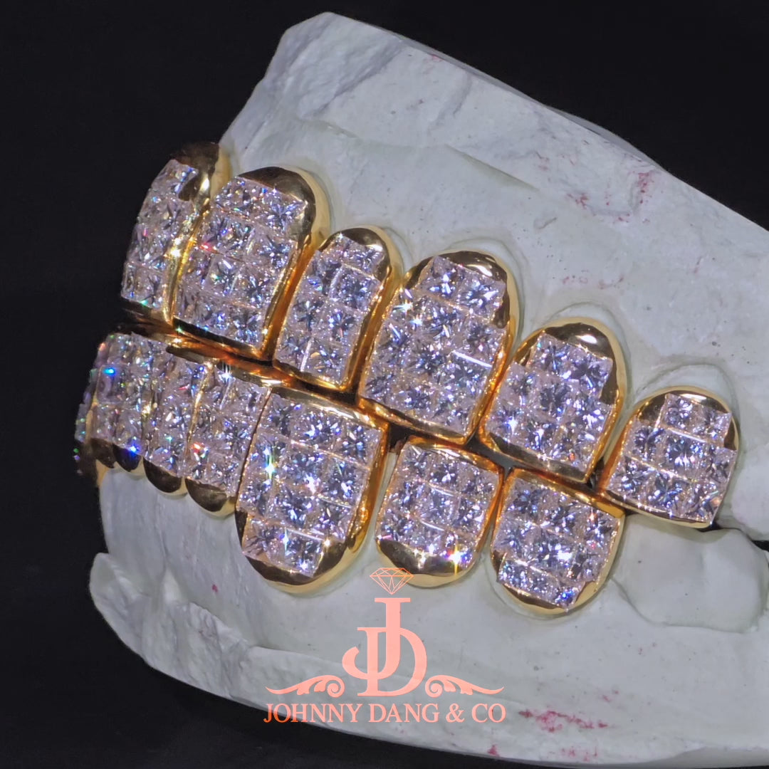 JDWR-2026-18 Flawless "King Princess Cut" Invisible Set Grillz Yellow Gold (Perm)