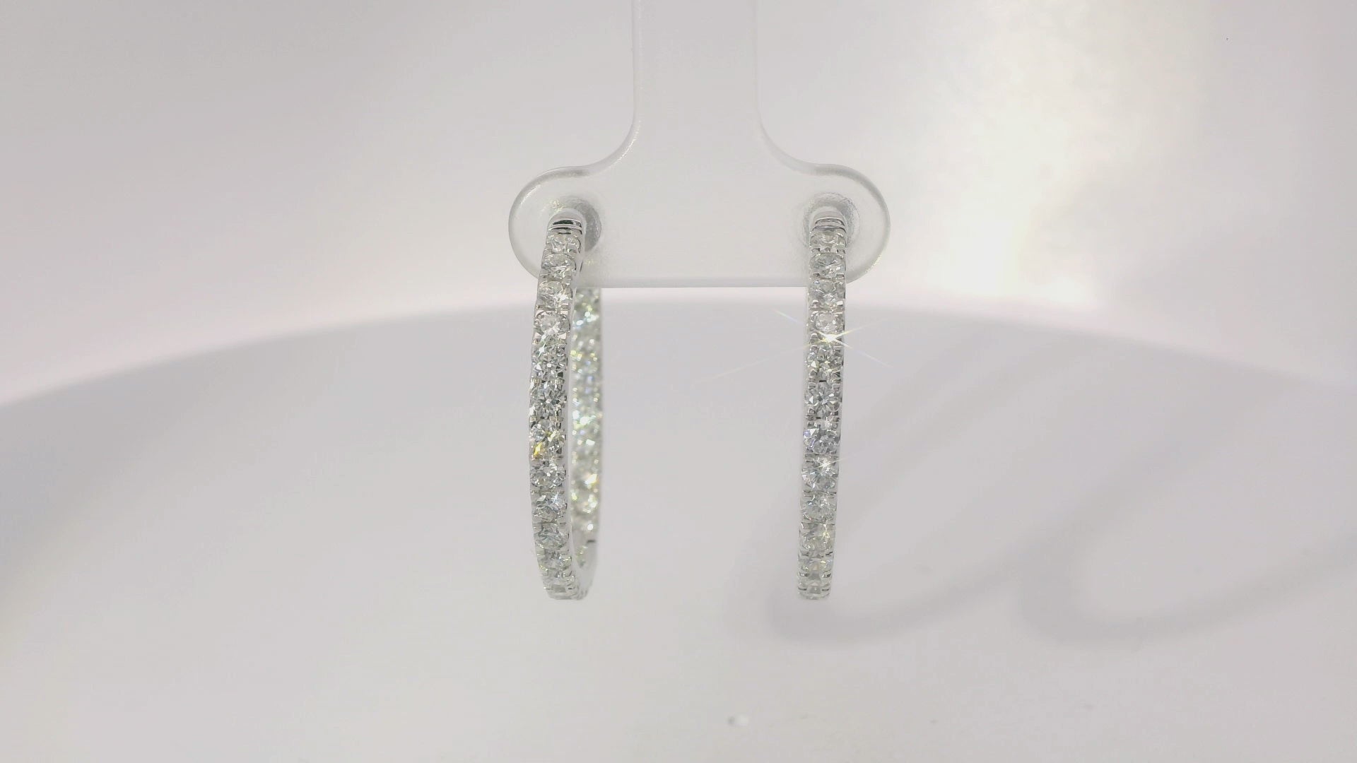 14K Inside/Outside Lab Diamond Hoop Earrings 2cttw