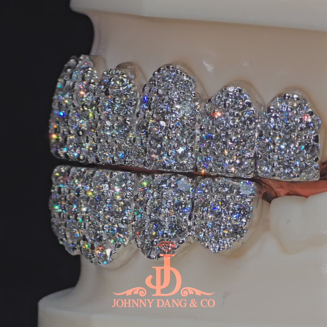 JDWR-2026-4-Flawless "10pt Ghost" Set Grillz White Gold (Pullout)