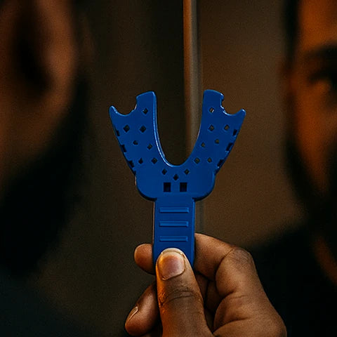 Step 1: Stand in front of a mirror with your trays and putty.