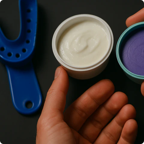 Step 2: Combine the white and colored putty using your fingers until the color is uniform — finish within 45 seconds.