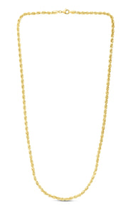 10K Yellow Gold 3.0mm Hollow Diamond Cut Rope Chain 18", 20", 22", 24" - Johnny Dang & Co