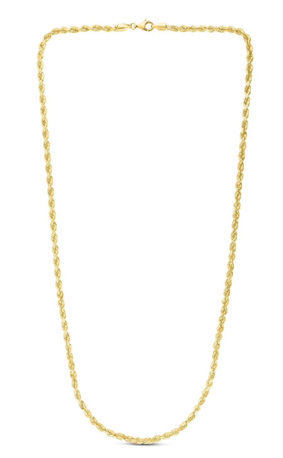 14K Yellow Gold 3.27mm Hollow Diamond Cut Rope Chain 18