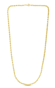 14K Yellow Gold 5.5mm Hollow Diamond Cut Rope Chain 18", 20", 22", 24" - Johnny Dang & Co