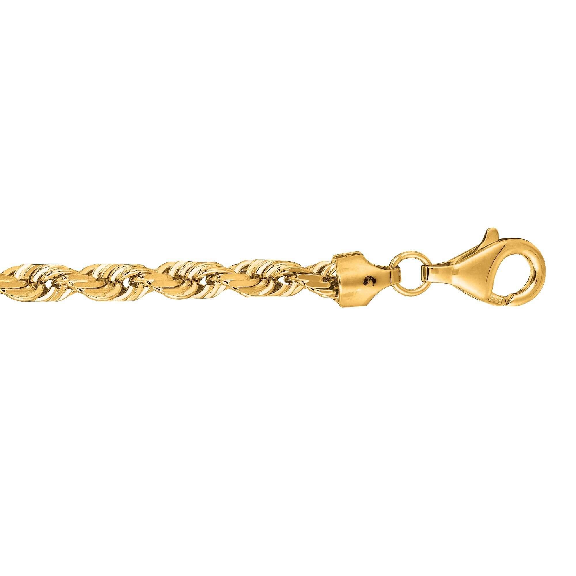10K 20 inches Yellow Gold 5.0mm Shiny Solid Diamond Cut Royal Rope Chain with Lobster Clasp - Johnny Dang & Co