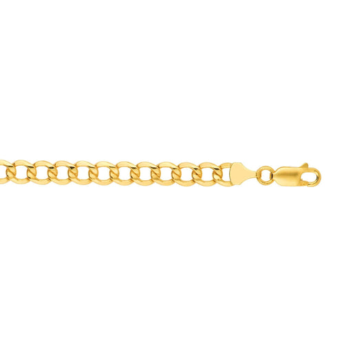 10K 20 inches Yellow Gold 6.10mm Diamond Cut Curb Lite Chain with Lobster Clasp - Johnny Dang & Co