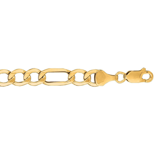 10K 18 inches Yellow Gold 6.5mm Diamond Cut Figaro Lite Link with Lobster Clasp - Johnny Dang & Co