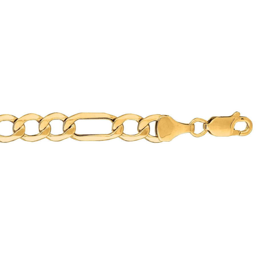 10K 18 inches Yellow Gold 6.5mm Diamond Cut Figaro Lite Link with Lobster Clasp - Johnny Dang & Co